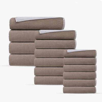 Double Face 16 pcs Turkish Towels Set