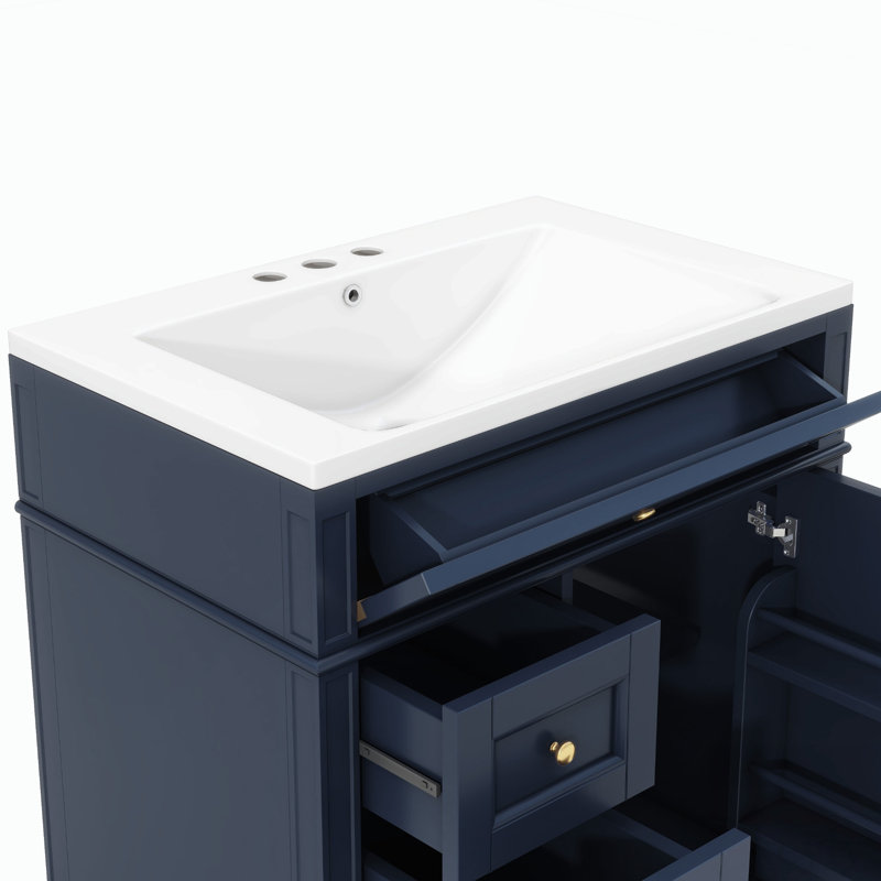 Meuble-lavabo 30 po avec lavabo en céramique, Bleu