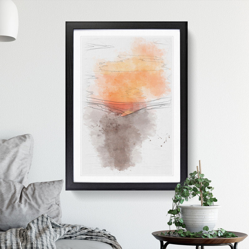 Orange Sunset Abstract Framed Print, 63cm H x 45cm W x 2cm D, Black Framed