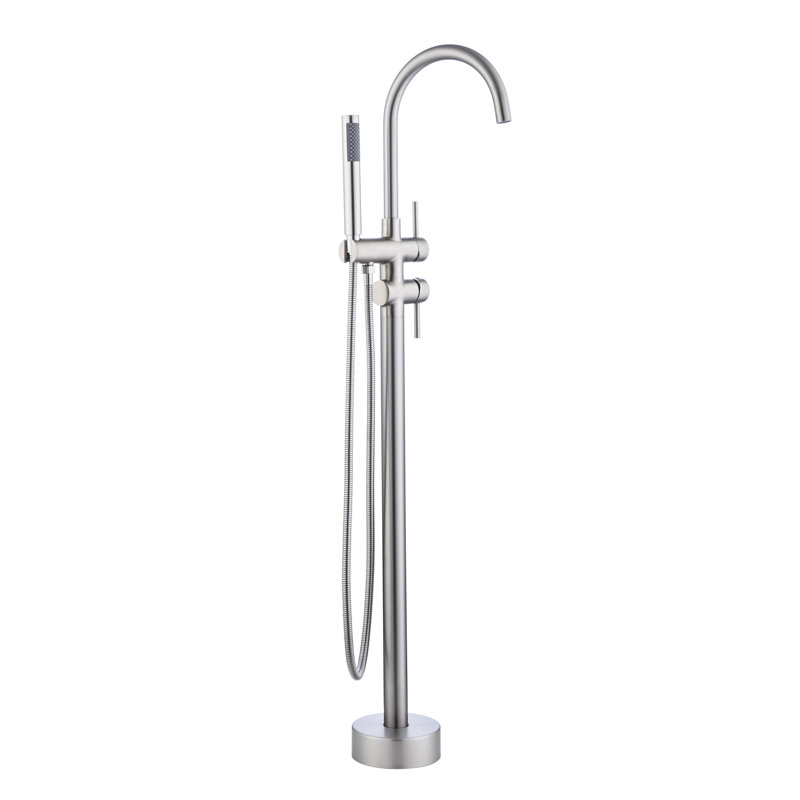 Stainless Steel Floor Mounted Tub Faucet With Leak Design Filler Leak Feature And 3.44 In. Height