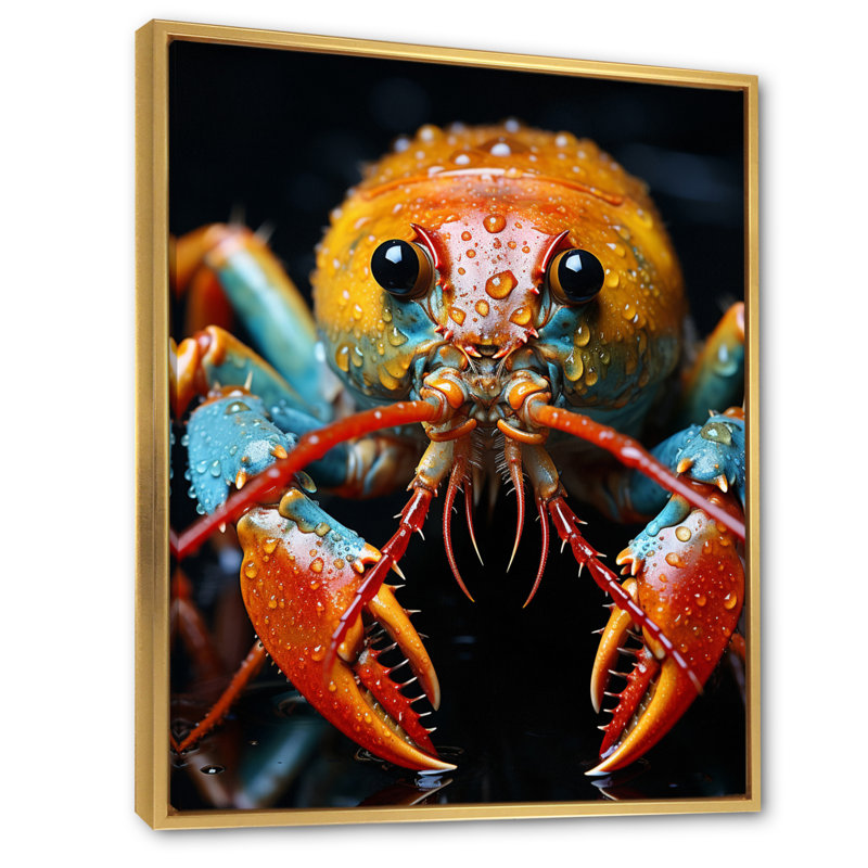 Madolynn Animal Crayfish I - Imprimé, H 32 po x l 24 po x P 1 po, Cadre flottant doré