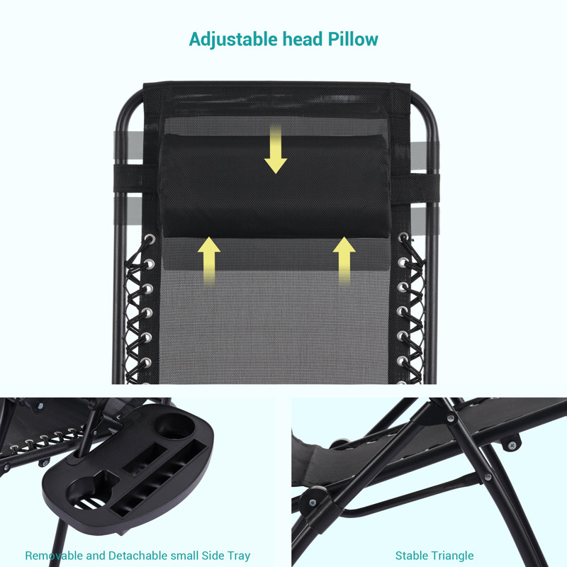 Fauteuil inclinable 2 pièces pour fauteuil de patio inclinable sans gravité, Noir