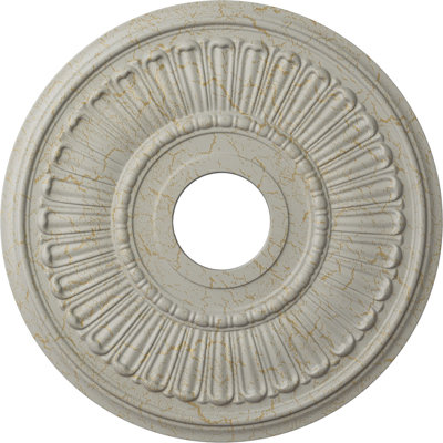Endurathane Melonie Ceiling Medallion, 16"OD x 3 5/8"ID x 3/4"P (Fits Canopies up to 6 3/8"), Hand-Painted Pot of Cream Crackle Finish