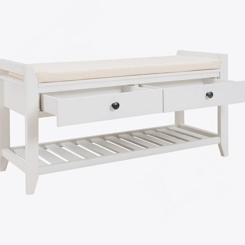 Range-chaussures avec siège rembourré et tiroirs, banc de rangement polyvalent pour entrée (blanc), Blanc