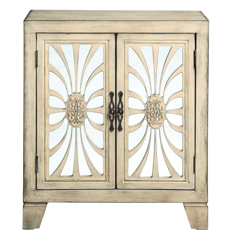Antique White Console Table With Mirrored Doors