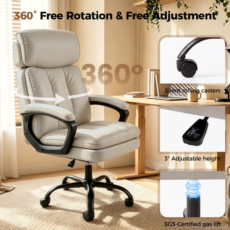 Rebrilliant Foam Padding Office Chair, Beige