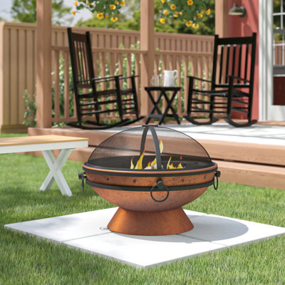 Hurst 30" Round Wood-Burning Copper Finish Raised Outdoor Fire Pit Bowl