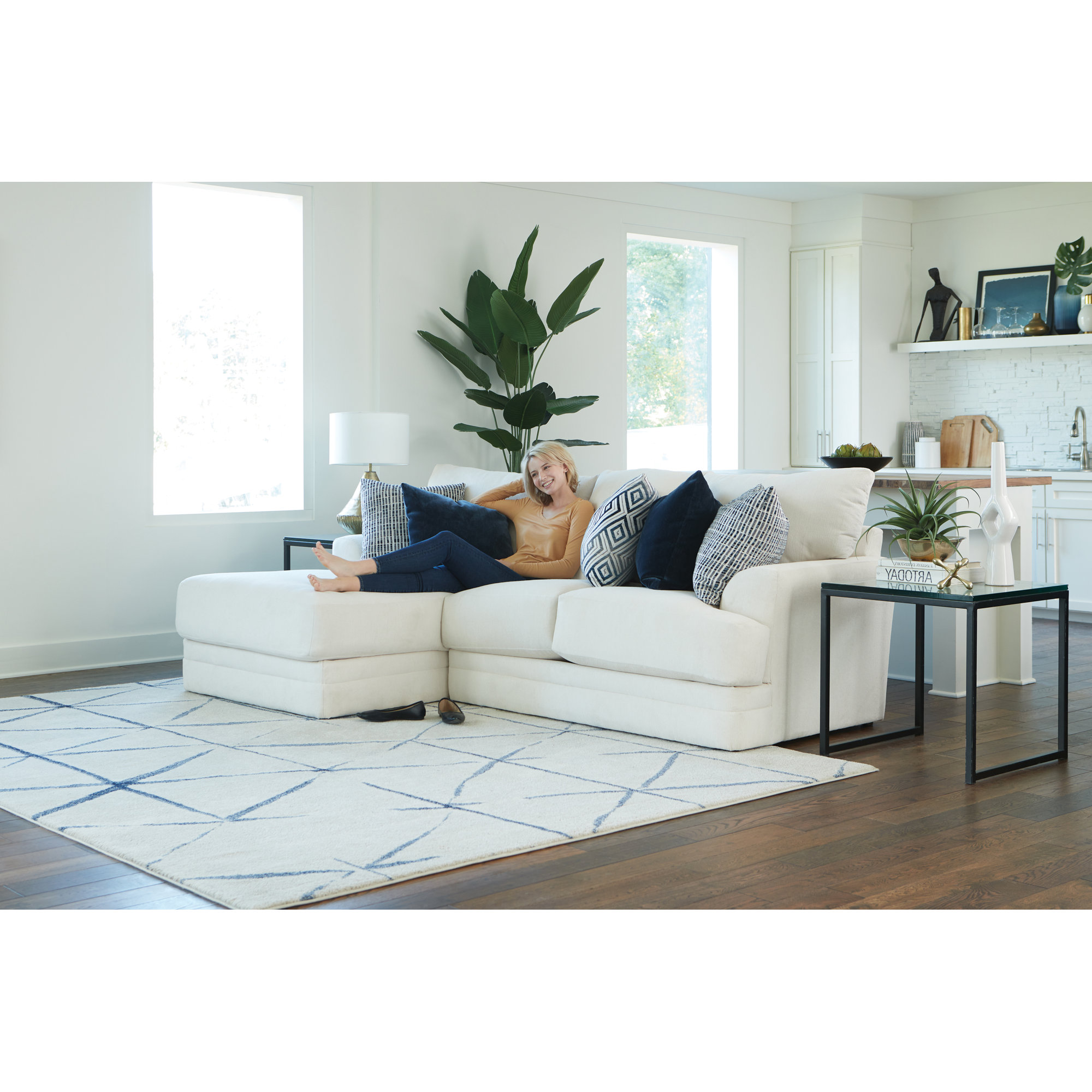 Mazekine Modular Upholstered Chaise L-Sectional, Left Hand Facing