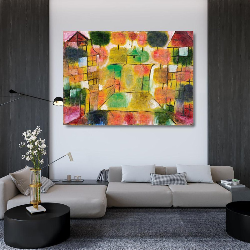 Red Barrel Studio® Klee, Paul Gallery Wrapped Canvas Art Titled: Tree and Architecture, Rhythms, 36" H x 48" W