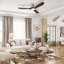 Ventilateur de plafond AeroLuxe Farmhouse Elegance avec pales en bois massif et moteur à courant continu réversible