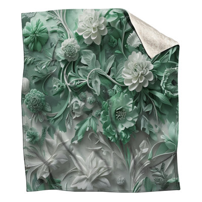 Green  Floral Arrangement Blankets