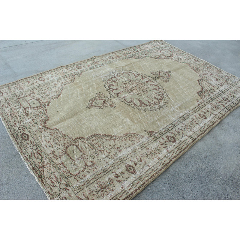 Grand grand tapis turc Oushak rétro vert noué à la main avec de la laine pour la décoration du salon