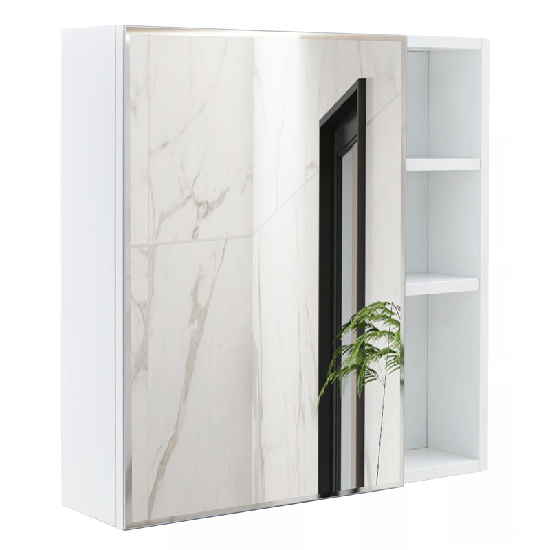 Une armoire à miroir en MDF blanc, un miroir de salle de bain, une armoire à miroir en MDF et un miroir de salle de bain mural séparé pour le rangement et pour économiser de l'espace. W1151P318194