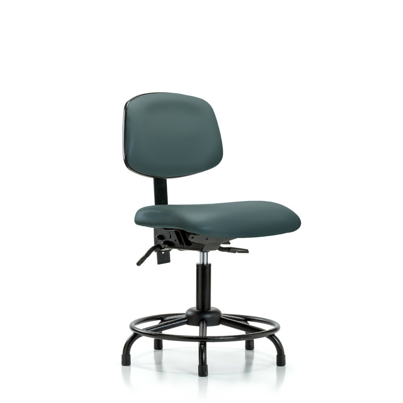 Kacey Vinyl Drafting Chair, Colonial Blue, Glides, Included