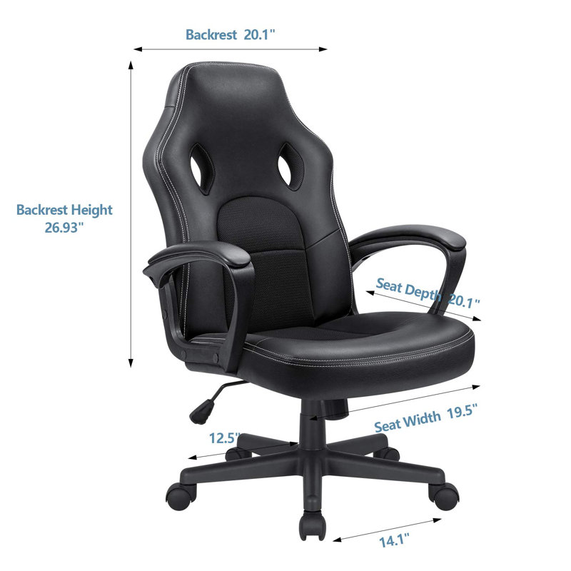 Chaise de jeu PC et de course, Noir