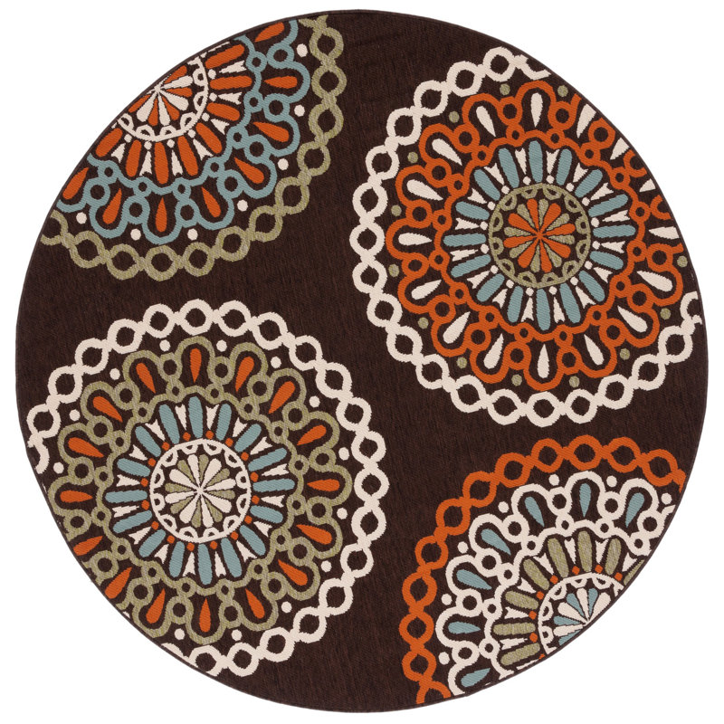 Tapis d'intérieur / extérieur à motif floral Centeno Performance, Rond 8 pi