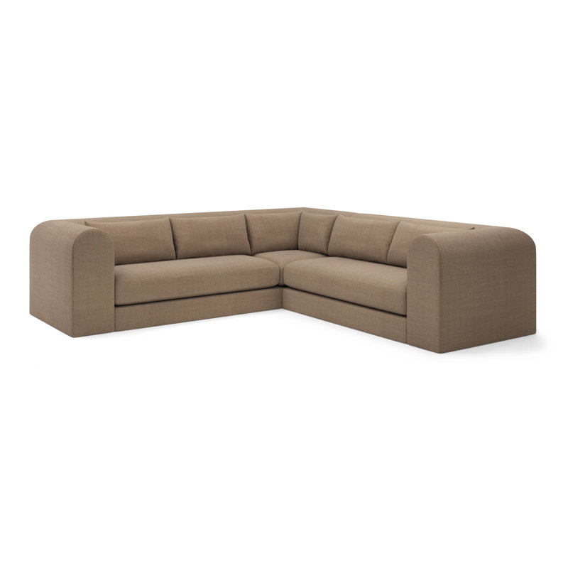 Canapé modulaire Baldwin L, Mélange de polyester kaki Nevis