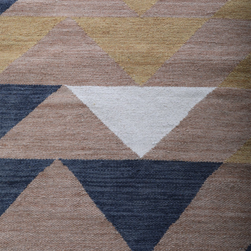 Manns Hand Woven Flat Weave Kilim Wool Eco-Friendly Area Rugs - Rectangle, Multicolor, Contemporary Modern Design, Low Pile Handmade Area Rugs for Living Room, Bed Room