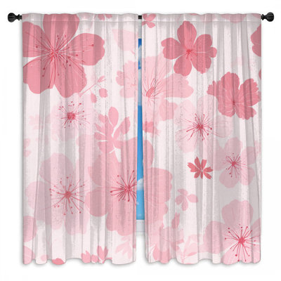 Floral Window Curtains  Nature Sheer & Room Darkening - 2 Panels