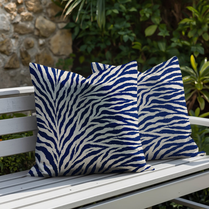 Oreiller réversible Jay Zebra, 18x18, Blue
