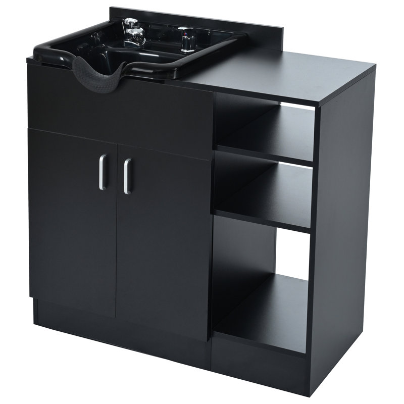 High - Performance Shampoo Backwash Station for Salons with Shampoo Bowl and Multi - Level Storage, Perfect for Spa and Beauty Centers