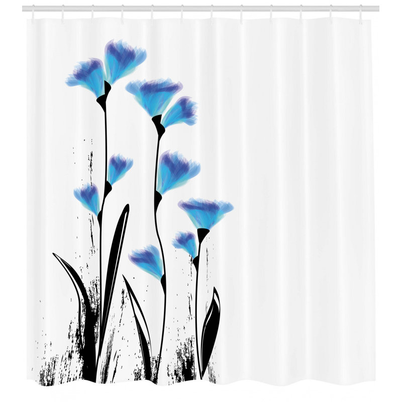 Floral Shower Curtain with Hooks Included, 70" H x 69" W