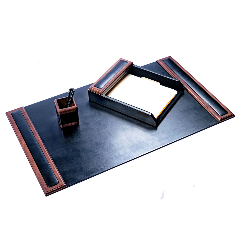 Leather Desk Organizer Set, Walnut