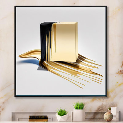«Cubic Expression» noir et or, reproduction de toile abstraite