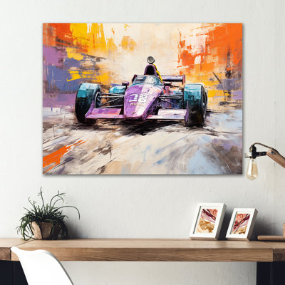 Popart Formula Car On The Race Track IV - Race Tracks Metal Wall Art MT135857