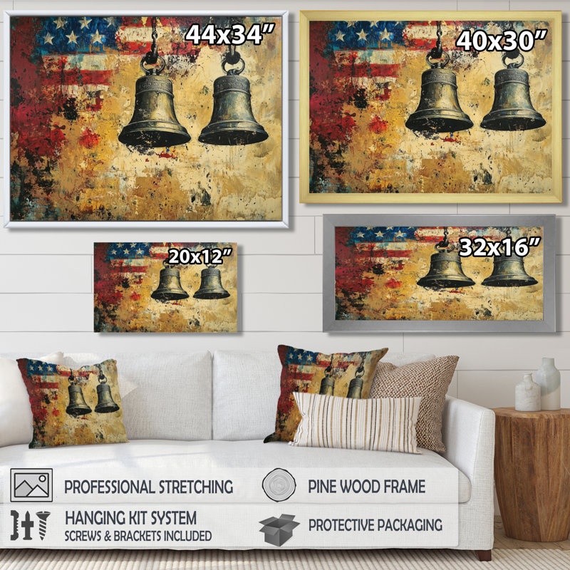 Lachan - Patriotiste américain, art mural, H 12 po x l 20 po, Impression encadrée flottante, Crème