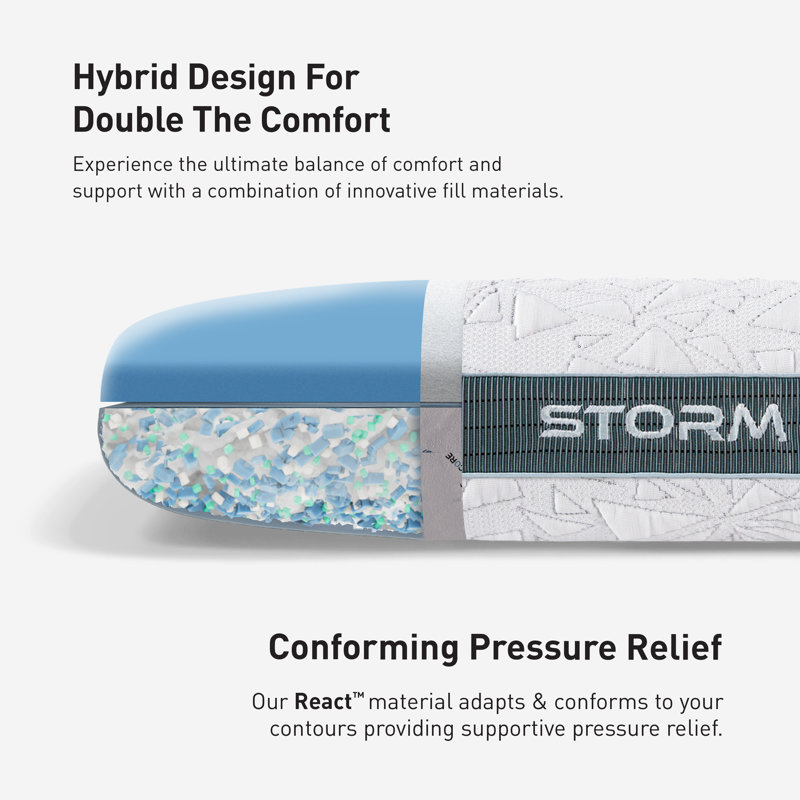 Bedgear Storm Performance Cooling Pillow - Bed Pillow for All Sleep Positions, 3.0, King, Medium-Firm