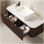 Meuble-lavabo de salle de bain 48 po Dina, meuble-lavabo rayé à bords arrondis avec 2 tiroirs, lavabo rectangulaire en céramique blanche et plateau en pierre frittée blanc de Carrare, pré-assemblé, couleur grain de bois noyer foncé