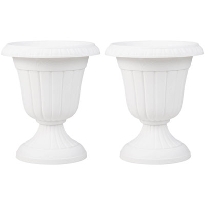 18 inch Tall Vintage Planters with Pedestal Base & Pre-marked Drain Hole 