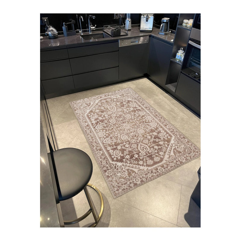 Star Themed Traditional Woven Based Washable Carpet, Round 5'