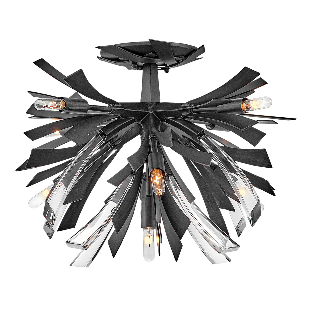 Vida 24" Nine-Light Modern Semi-Flush Mount Ceiling Light w/ Crystal Accents Fredrick Ramond