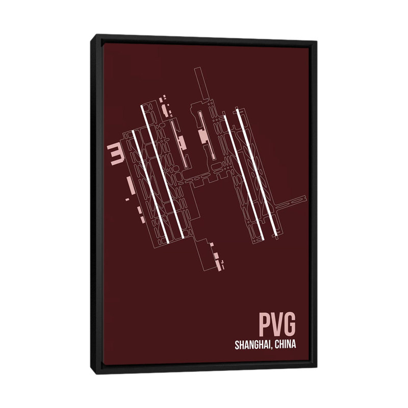 « pvg diagram, shanghai » par 08, reproduction d’impression sur toile, H 26 po x l 18 po x P 1,5 po, Toile encadrée noire