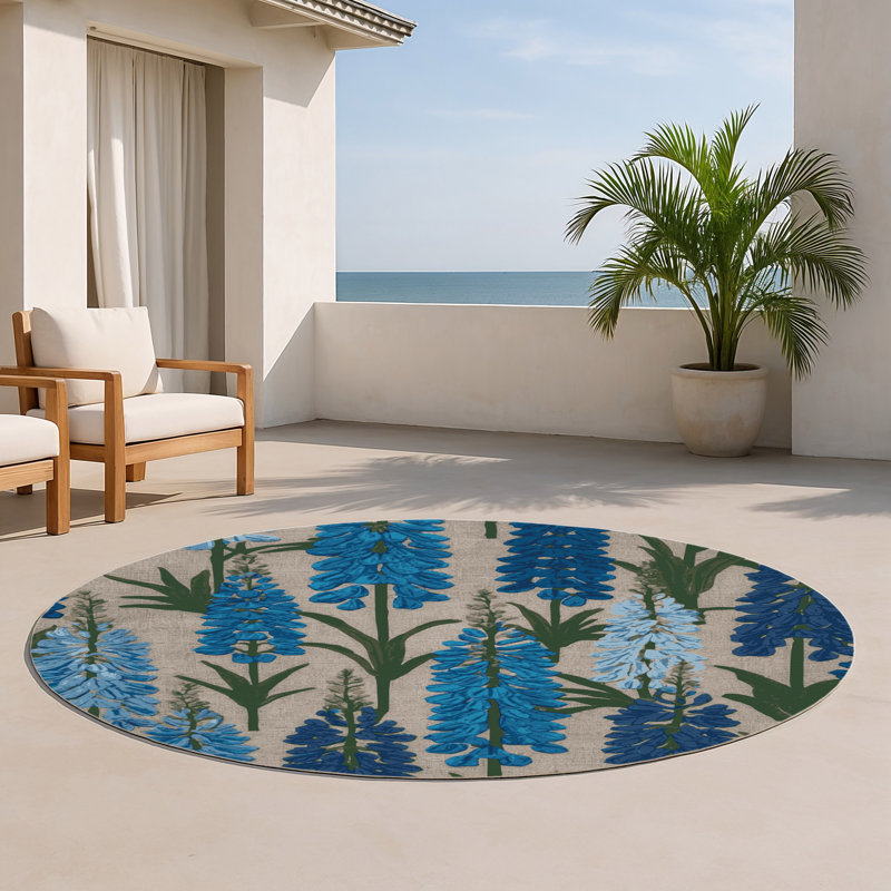 Tapis bleu intérieur et extérieur Botanical