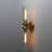 Pathson 2-Light Cylinder Glass Wall Sconce Set, Hardwired Double Tube Vanity Lights With Vintage Aluminum Finish, Brass Gold Wall Lamp For Bathroom, Living Room, Bedroom, Fireplace & Staircase