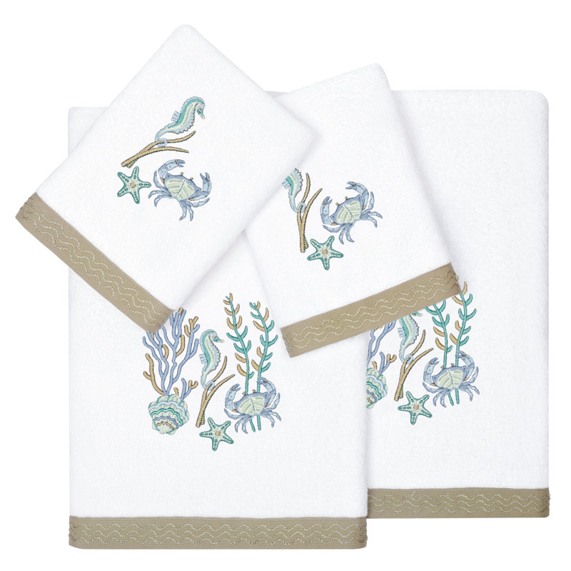 Ensemble de serviettes 4 pièces en coton turc, Blanc