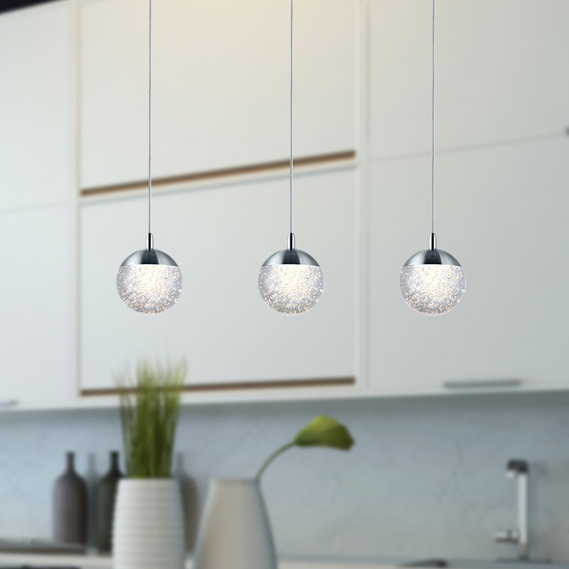 Heatherly 3 - Light Kitchen Island Pendant, Nickel