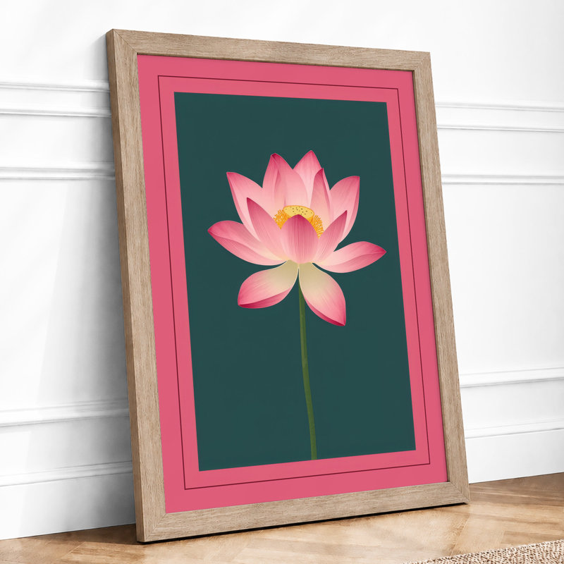 Lotus Bloom Botanical - Framed Print, A1 - 84.1 x 59.4 cm, Oak