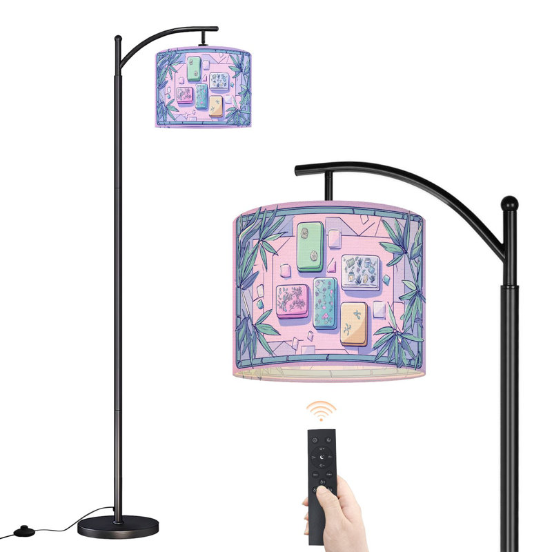 Lampe sur pied à arc avec abat-jour ajustable boîtes pastel Botanical