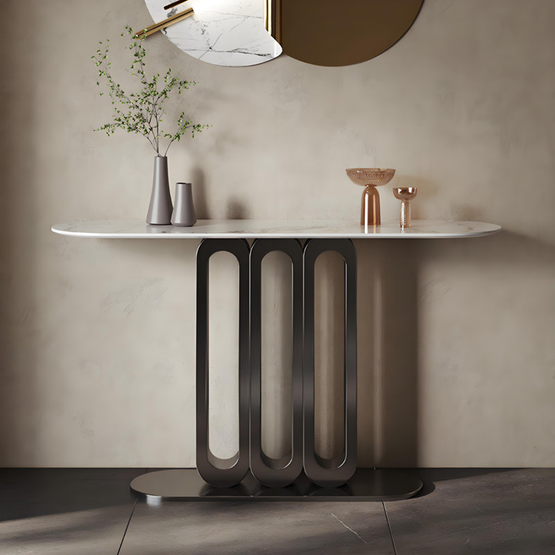 Console en métal de style italien, H 33,8 po x l 47,2 po x P 13,7 po, Gris foncé