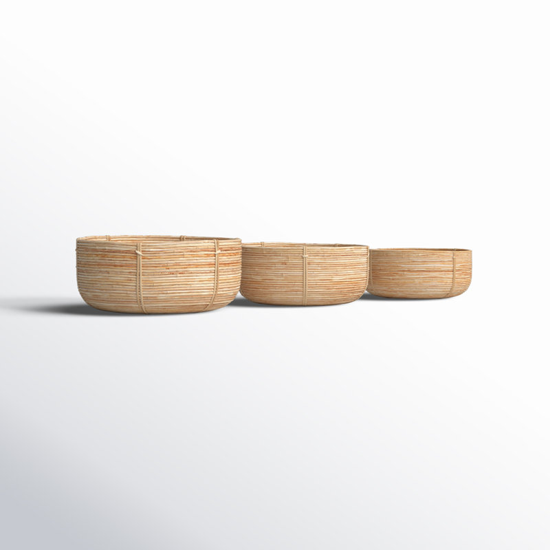 Ensemble de 3 paniers en rotin Low Cane