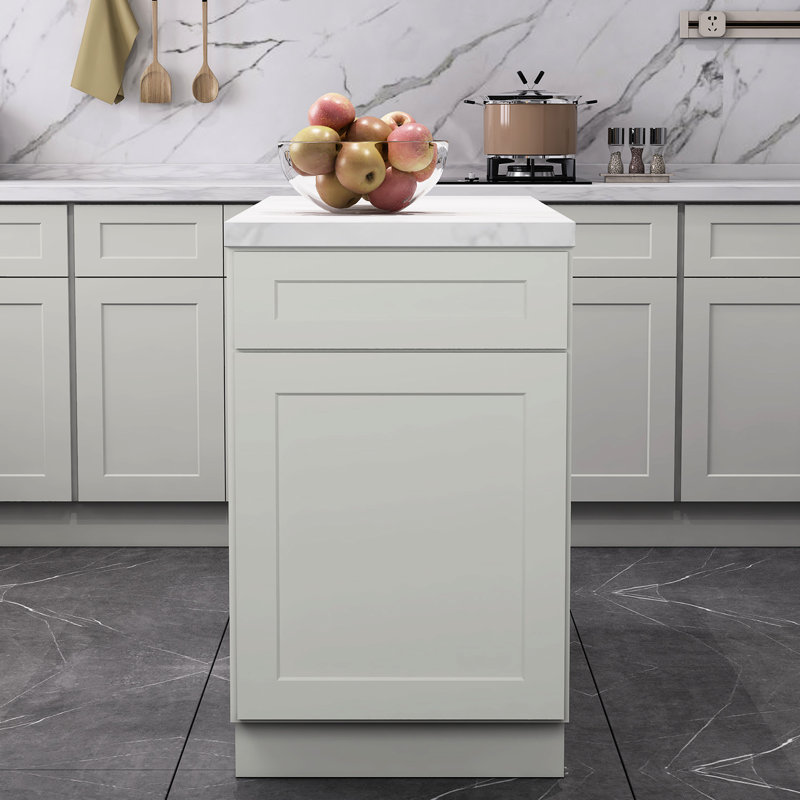 Armoire de cuisine en contreplaqué 18 po x 24 po x 34,5 po - Compartiment spacieux gris avec 1 porte, tablettes réglables, fermeture silencieuse silencieuse dans l'espace de rangement intérieur abondant,