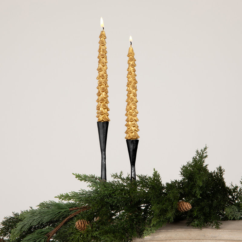 Bougies coniques non parfumées en forme d'arbre, Beige