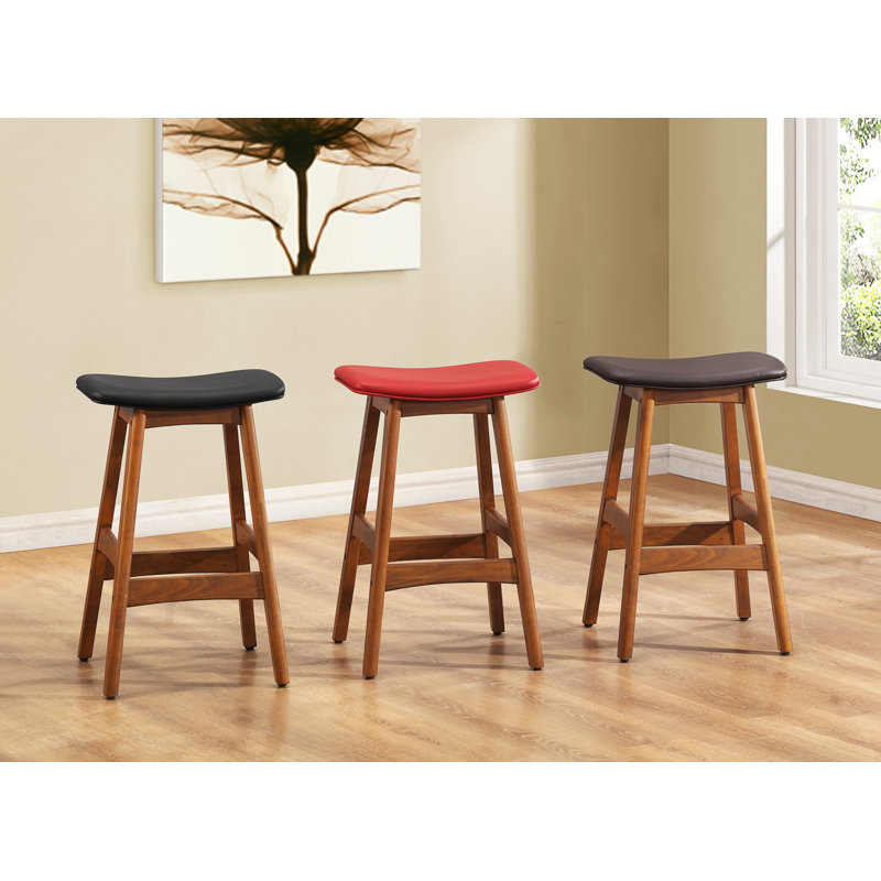 Upholstered Counter Stool with Solid Wood Frame, Black