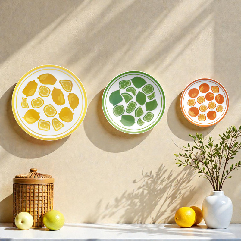  Ensemble de 3 assiettes à fruits en céramique, citron, lime et orange
