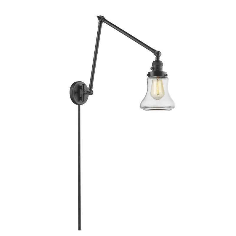Edda Plug-in Swing Arm Sconce, 60 Watt Vintage Incandescent Bulb, Clear, Oil Rubbed Bronze