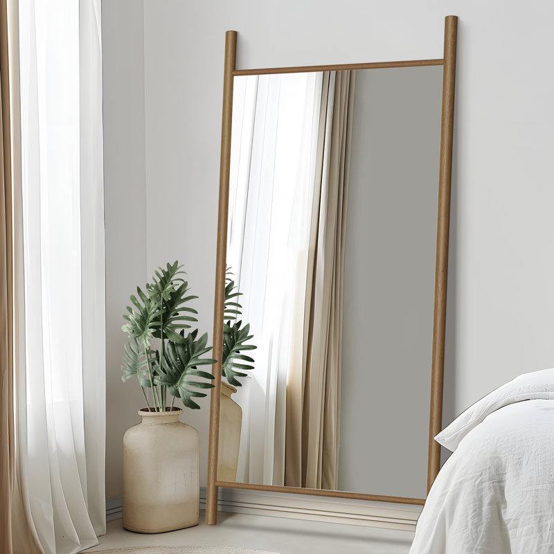 Merienne Wood Dowel Floor Mirror Wall Mirror, 71" x 31", Brown